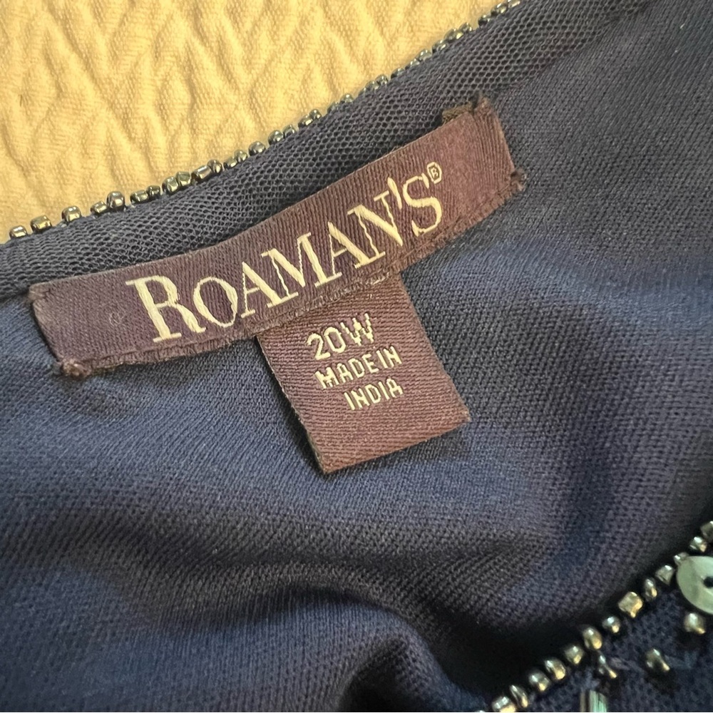 Roaman's Navy Beaded V‑Neck Maxi Dress - Picture 7 of 15